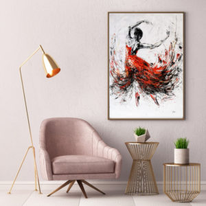 dancing Red ballerina painting on canvas 60x90cm